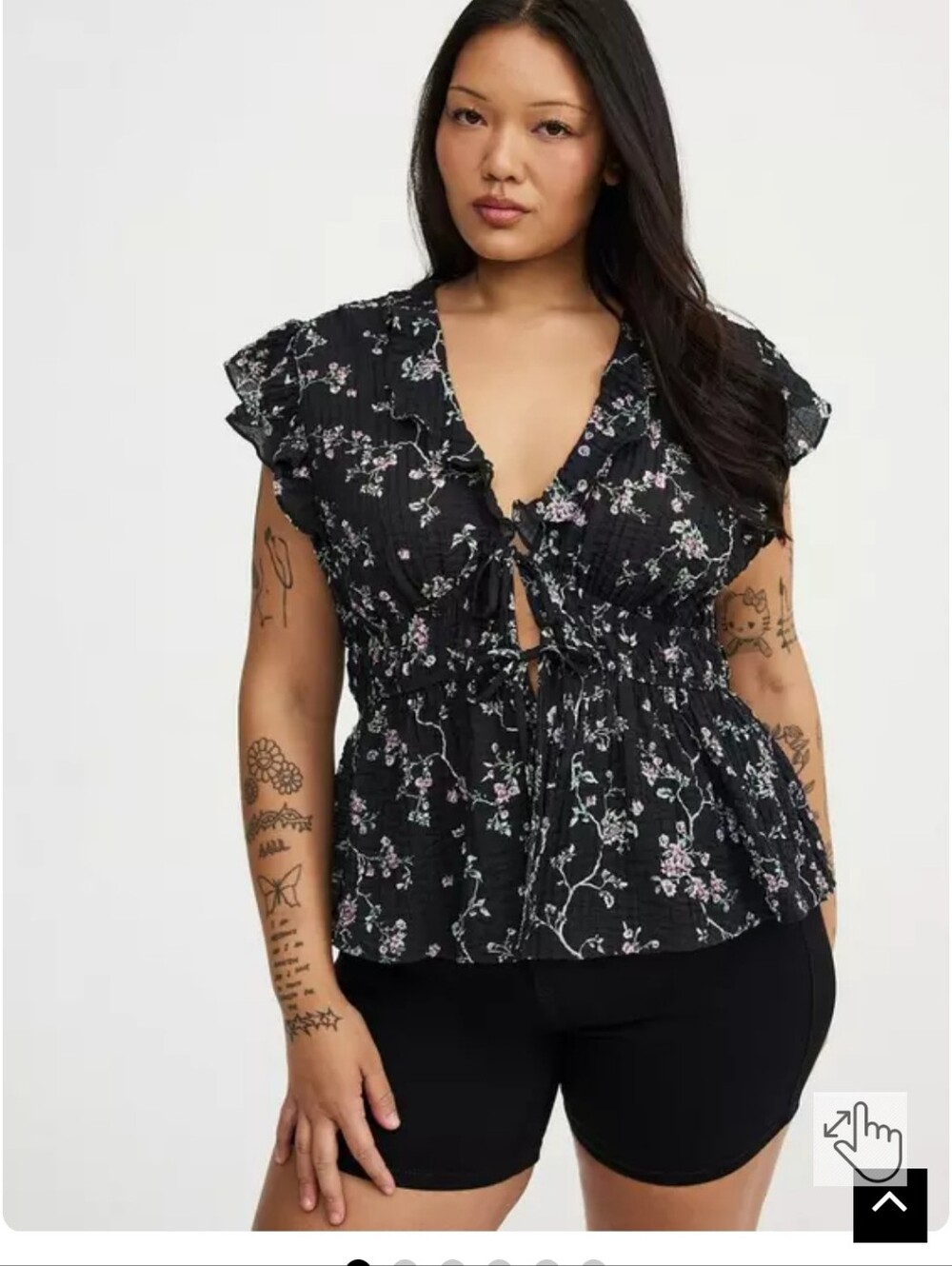 NWOT TORRID 0x Ruffle V-Neck Tie Front Blouse